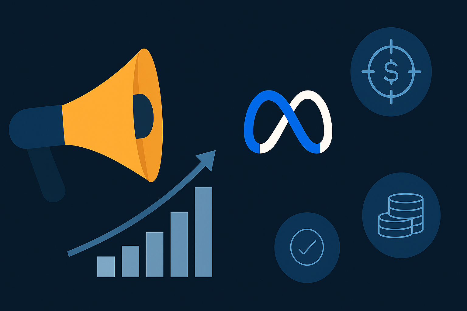 Vizuelna mreža Meta Ads oglašavanja koja prikazuje centralni Meta logo povezan sa Instagram i Facebook ikonama i korisnicima, simbolizujući precizno ciljanje i digitalnu umreženost za rast biznisa.